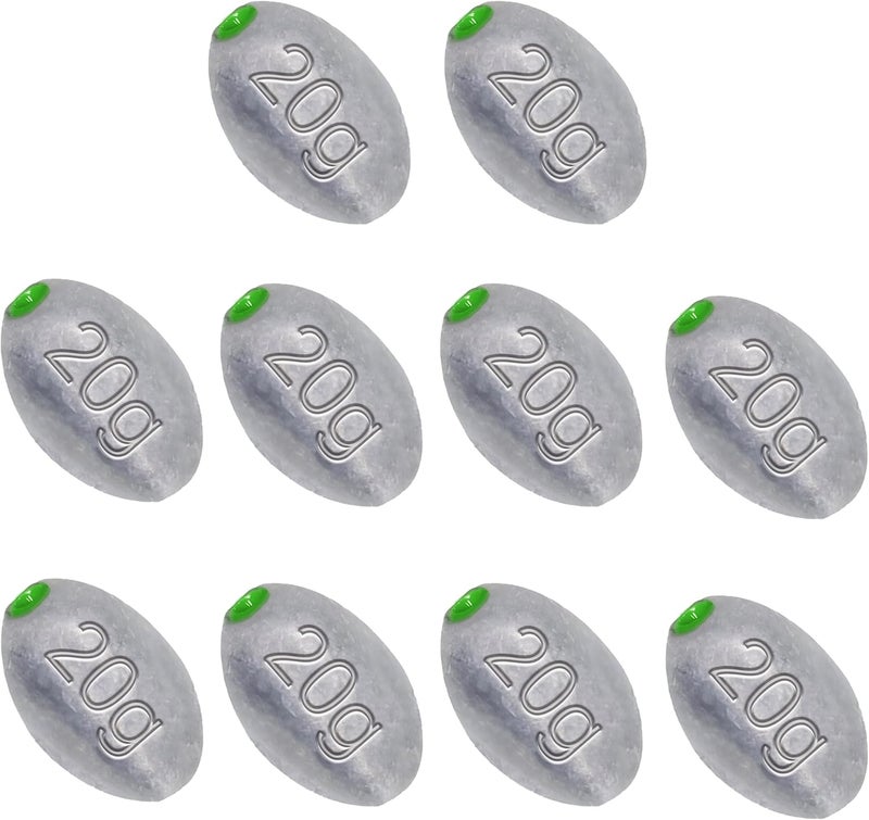 TKHDBF Egg Sinkers Bullet Fishing Weights Oval Shaped with Plastic Core Slip Sinkers for Catfish Fishing Casting Saltwater and Freshwater 1/5oz to 2oz - Image 1